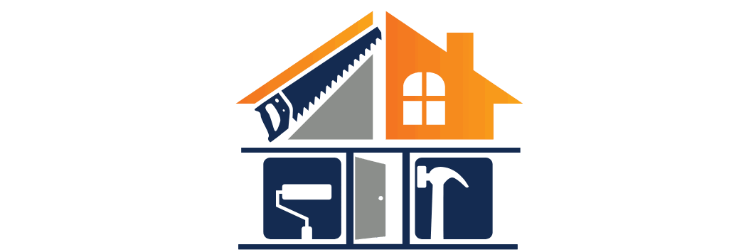 orange and blue modern construction logo
